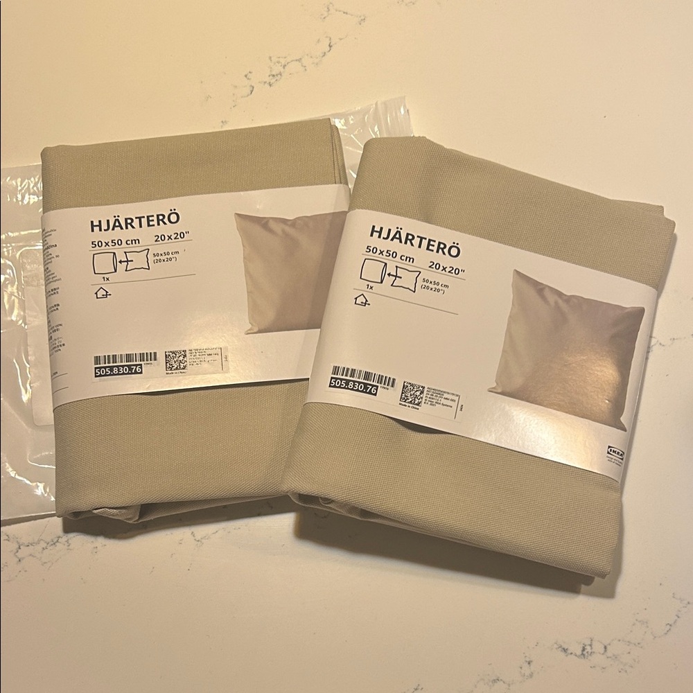 NWT IKEA Cream Pillow Covers Hjartero 20x20